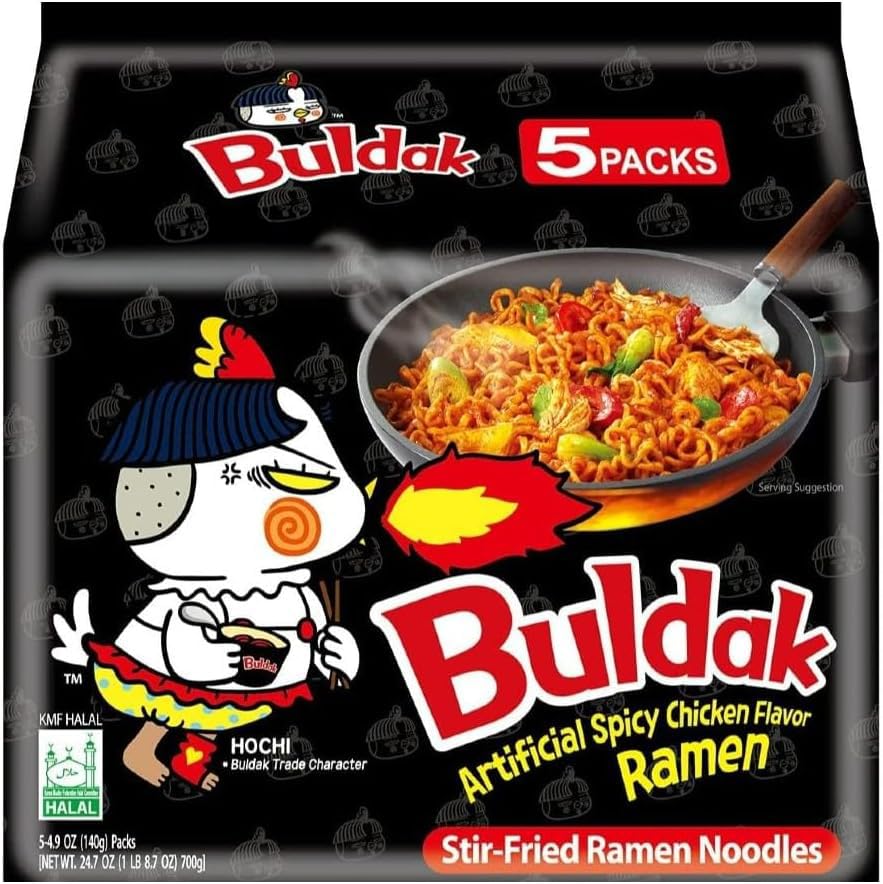 Bulldak Hot Chicken Ramen - 140g (Pack of 5) | Spicy Korean Noodles for Heat Lovers | Extreme Spiciness | Quick & Easy Meal | Authentic Korean Flavor | Bold & Addictive
