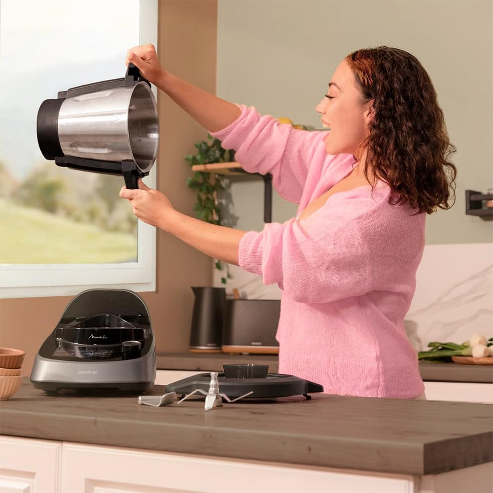Cecotec Robot de Cocina Multifunción con Dispensador de Alimentos Mambo Touch con Jarra Habana Pro. 37 Funciones, Pantalla Táctil, App Mambo, 3.3L, Báscula, Autolimpieza, Jarra Cerámica