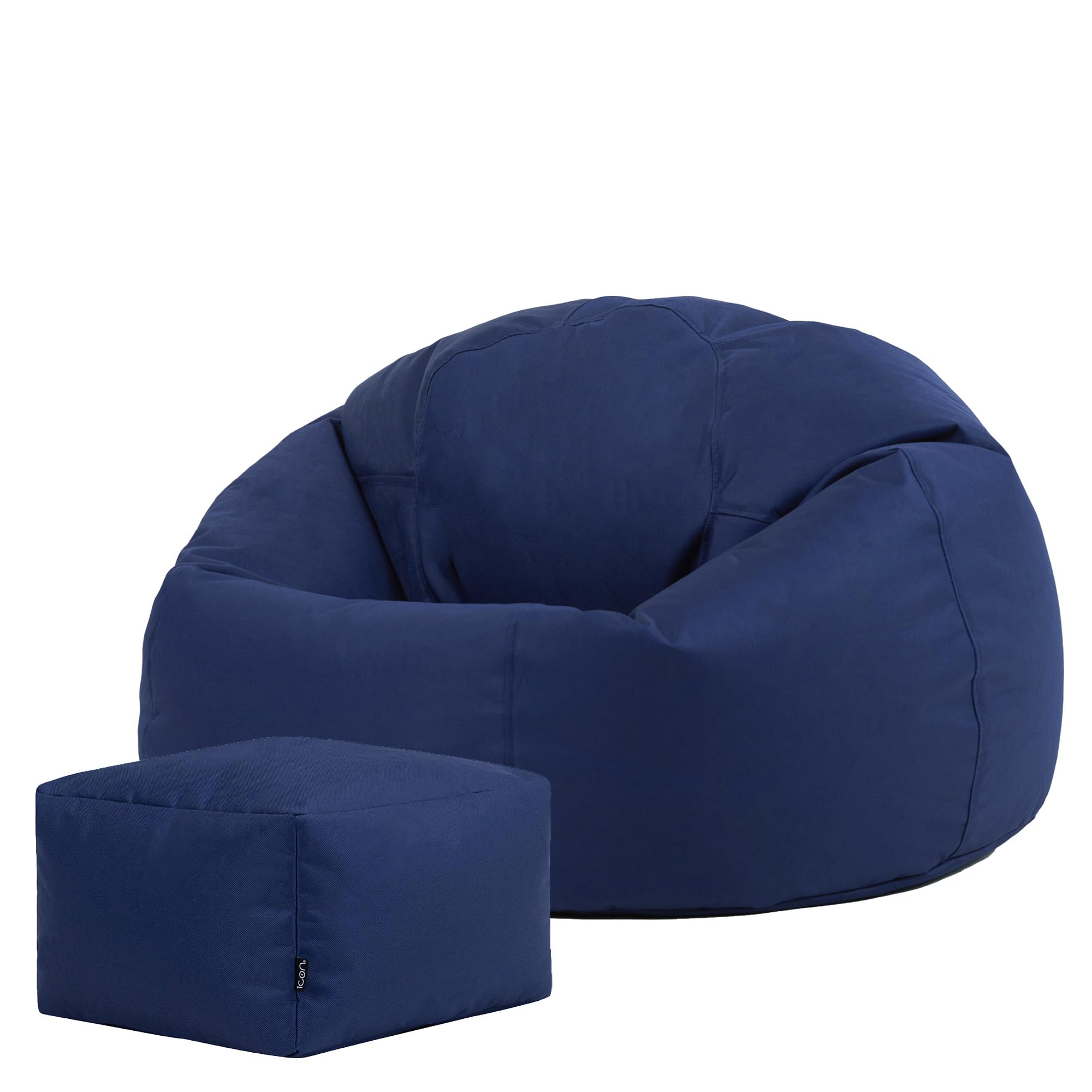Bean Bag Bazaar Kingston Outdoor Bean Bag and Footstool, Navy, Garden Chair with Footstool, Water Resistant Fabric, Large Gaming Beanbag with Filling Included, Garden Seat, Outdoor Seating