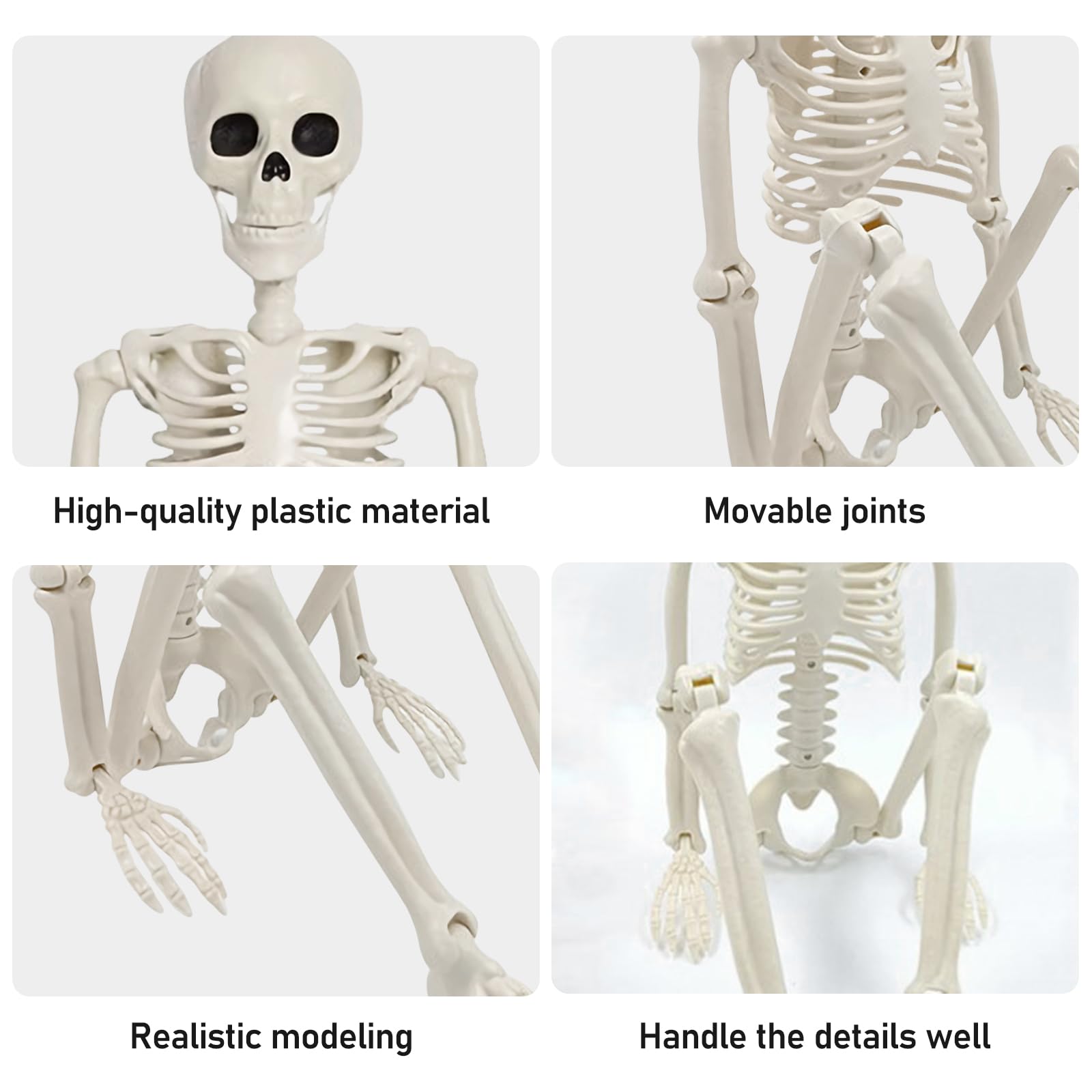 Bstalpine Squelette Halloween Taille Humaine 90 Cm En Plastique – Squelette Halloween Corps Avec Articulations Mobiles, Décoration Halloween Intérieure Et Extérieure Pour Maison, Jardin Et Pelouse