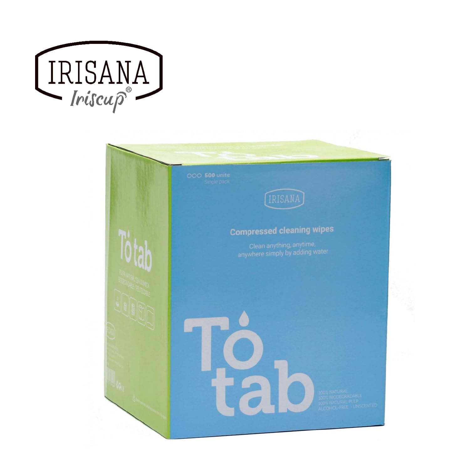 Irisana - Toallitas Comprimidas en Pastillas - 500 unidades - Hipoalergénico - Fabricadas en Pulpa de Bambú - Ecológicas - Biodegradable - Limpiadoras