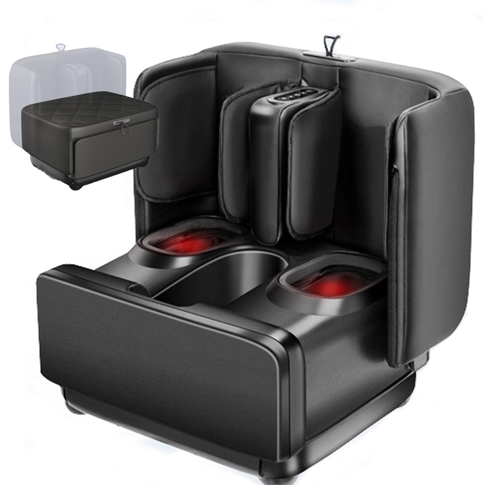 Massaggiatore Shiatsu per piedi con calore, massaggiatore 2 in 1 per piedi e polpacci, per muscoli stanchi, sollievo dalla fascite plantare, vibrazioni e compressione, per uso familiare