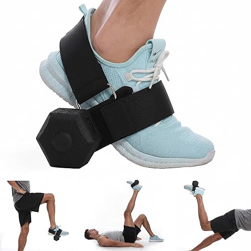 Fijación para el pie con mancuernas, entrenador y talón ajustable y seguro, correa de tobillo acolchada cómoda para entrenamientos de piernas,