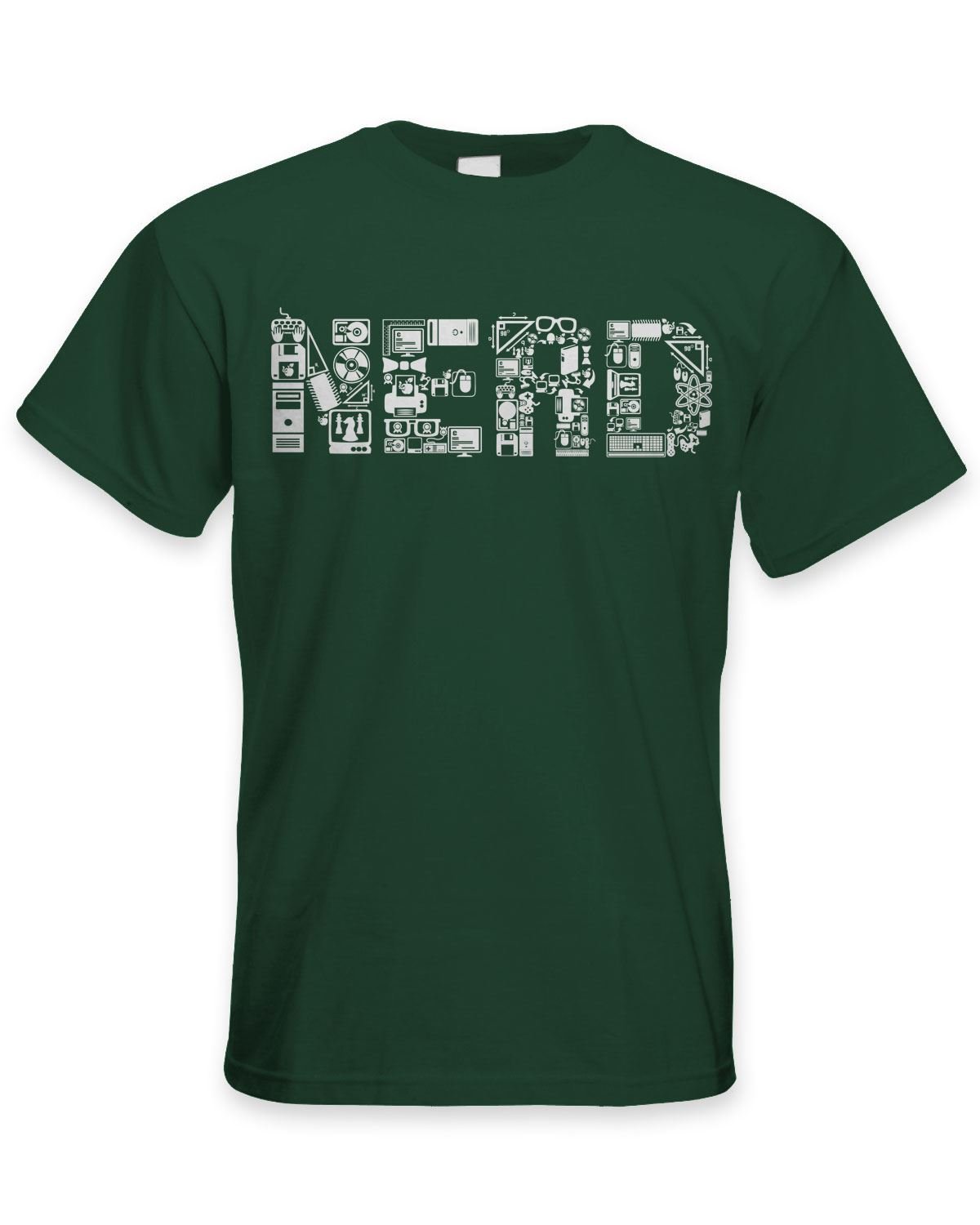 Nerd Logo Men's T-Shirt (2XL, Bottle Green)