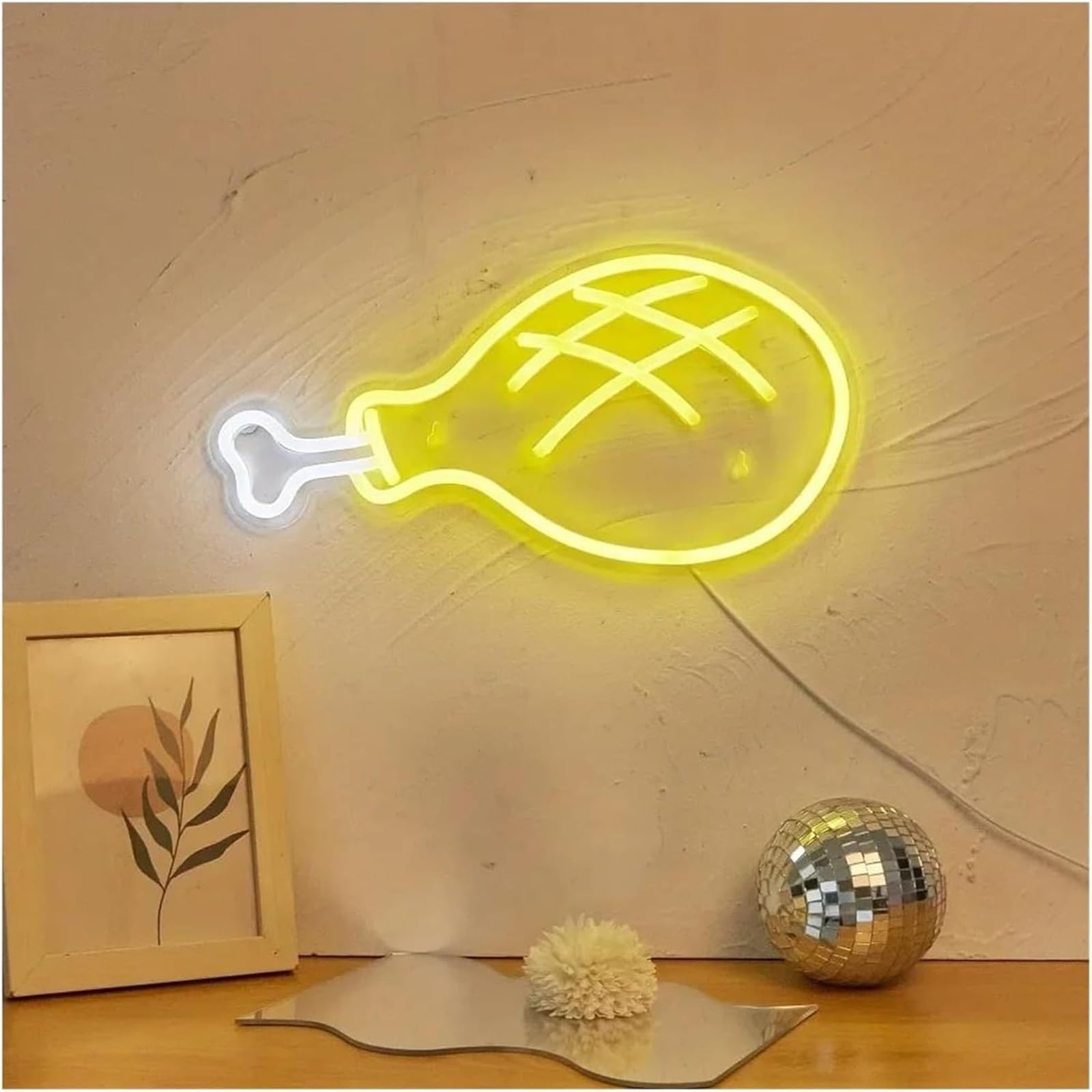 Per insegna al Per neon "Pollo fritto alimentato" per parete, fast food, bar, cucina, ristorante