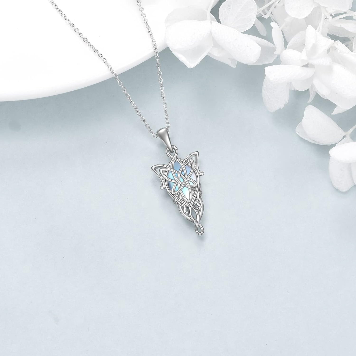 YAFEINI The Lord of the Rings Necklace Jewelry Gifts for Women Sterling Silver Inspired Collectible Arwen Evenstar Pendant Necklace for Teen Girls Men Boys Mothers Day Gifts - Image 4