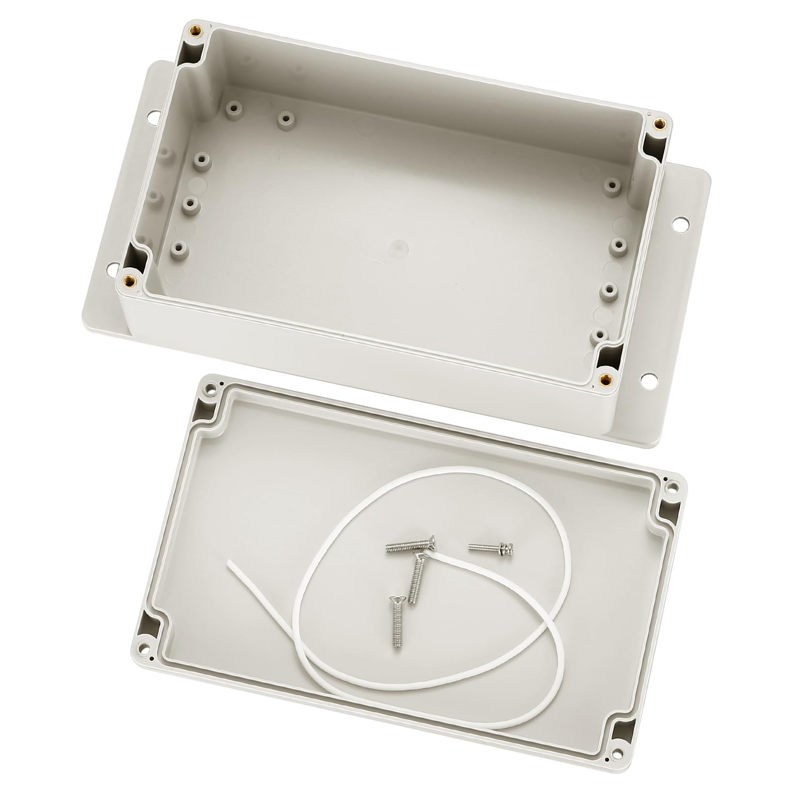 Caja de conexión para electrónica, caja de derivación impermeable IP65, caja de distribución de pared, caja de proyecto electrónico, caja de conexión (Gris-blanco con orejas, 200x120x75mm)
