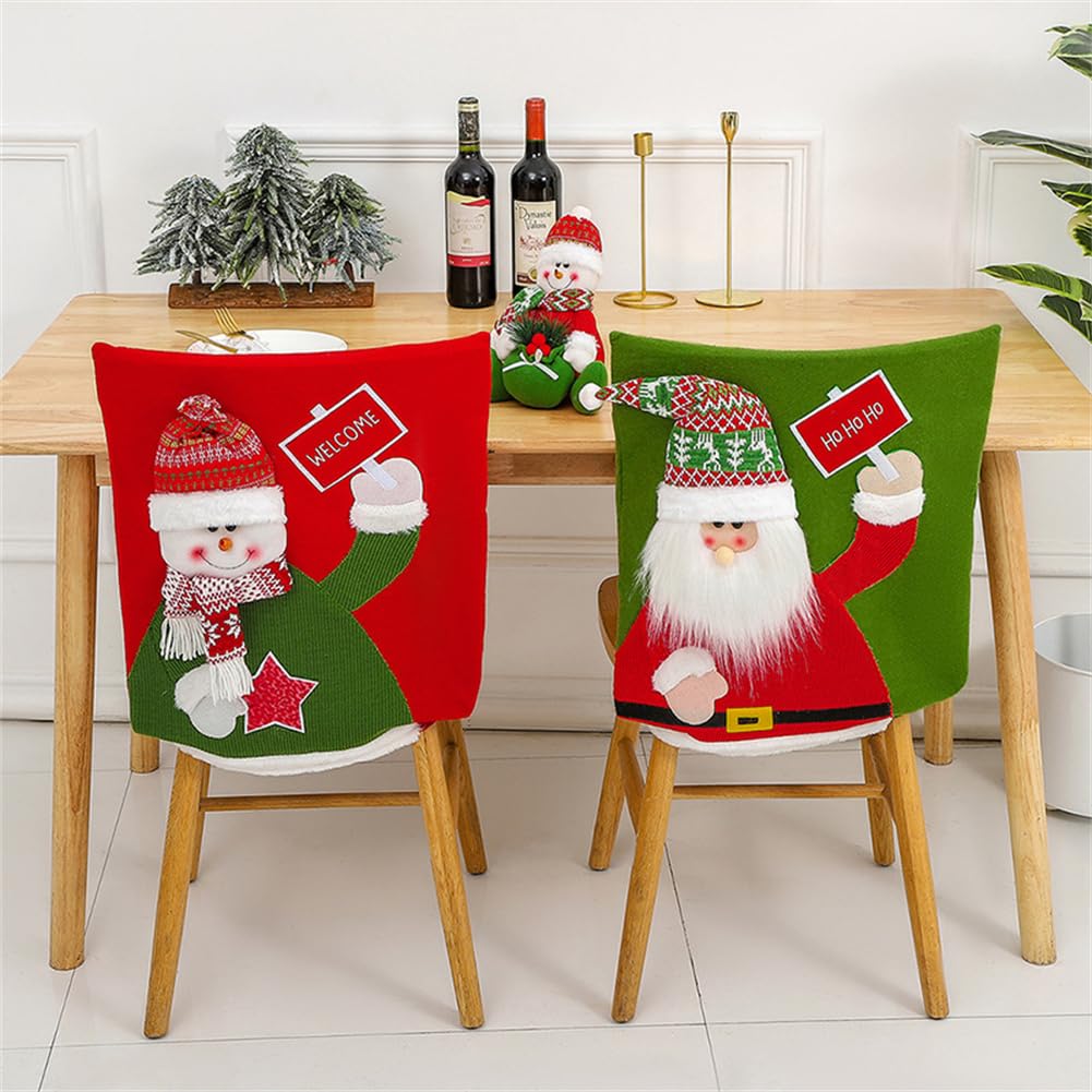 Fundas para Sillas Navideñas, 2/4/6 Piezas Fundas para Sillas de Comedor de Decoración de Navidad, Suave Fundas Protectoras Sillas de Cocina de Navidad (4 Piezas,Xmas)