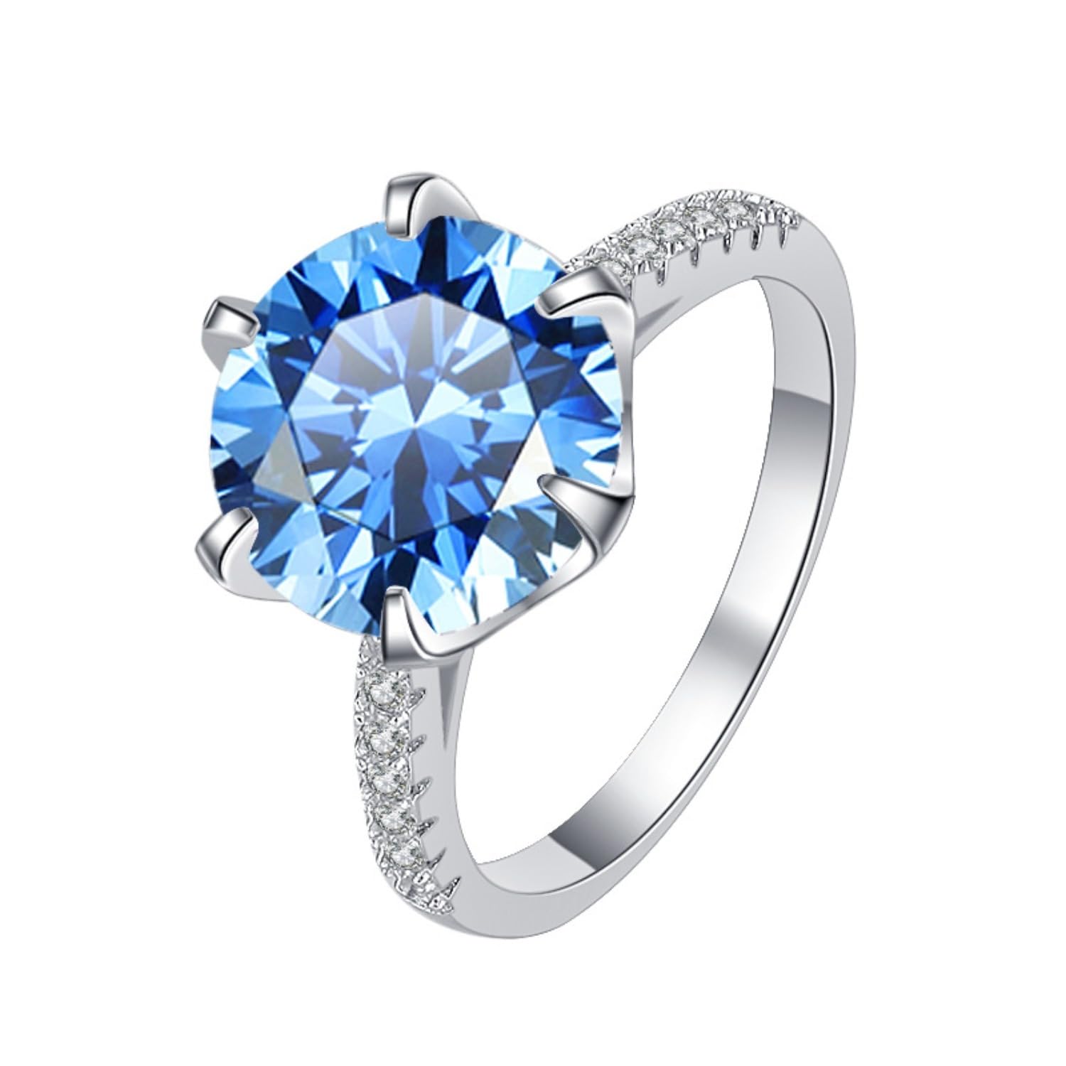 Bague de fiançailles moissanite 5 carats bleue en argent 925
