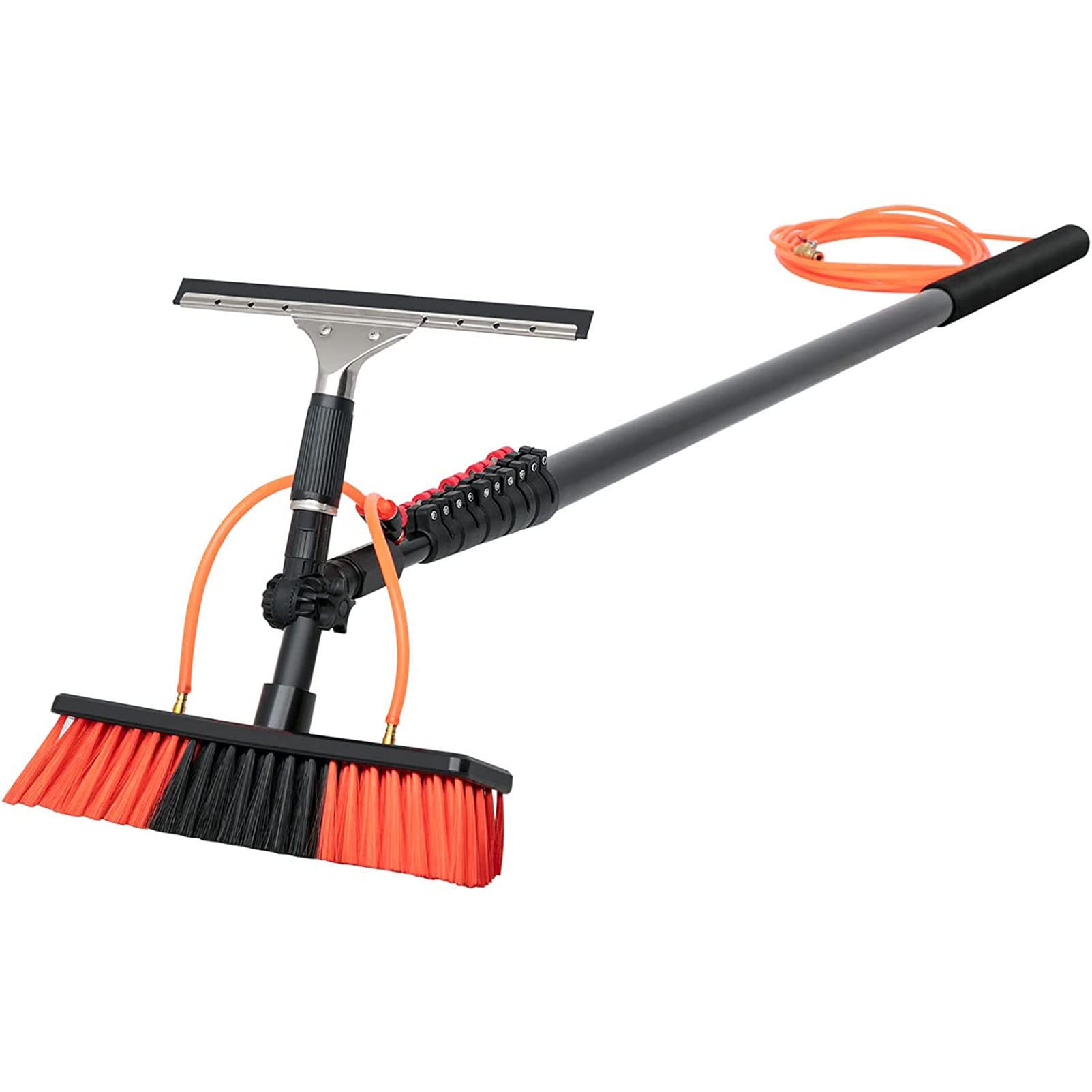 Window Cleaning Pole, Water Fed Telescopic Brush w/Squeegee, 12ft-39ft Extendable Cleaner Conservatory Roof for Photovoltaic Panel Cleaning Trucks Windows,19FT/6M