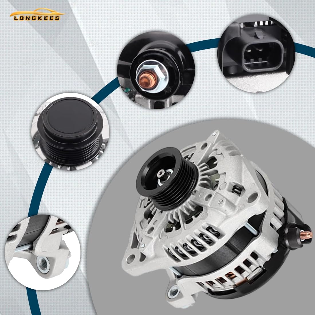 11392 Car Alternator Fit for Honda Accord 2008-2012, Accord Crosstour 2010 3.5L V6 – Replace 31100R70A01, 104210-5910 – 130A 6-Groove Automotive Replacement Alternator