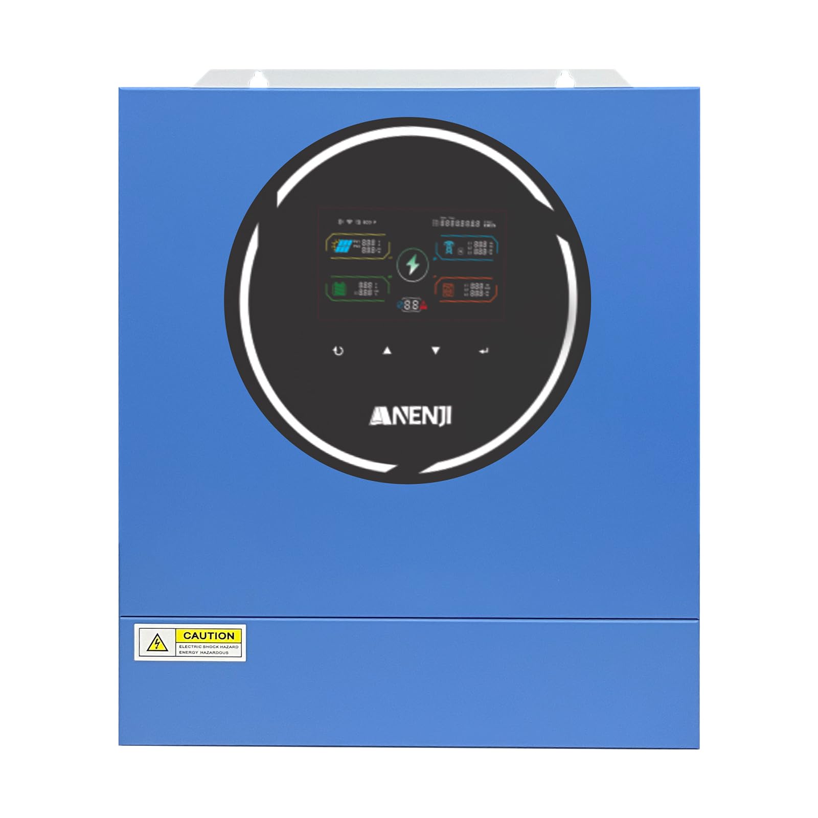 ANJ Inversor Híbrido 4,2kW 24V 230V Onda Sinusoidal Pura, WLAN Integrado, 2 Salidas CA, Regulador Solar MPPT 100A, PV 60-500Vcc, Inversor Aislado para Baterías de Litio (LiFePO4) y Plomo