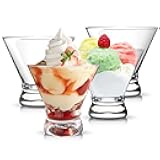 YIK TUNG Set of 4 Glass Dessert Bowls – 7.4oz Stackable Serving Cups for Ice Cream Sundaes, Yogurt Parfaits & Appetizers | Dishwasher Safe & Shatterproof | Home Kitchen, Catering & Holiday Gifts