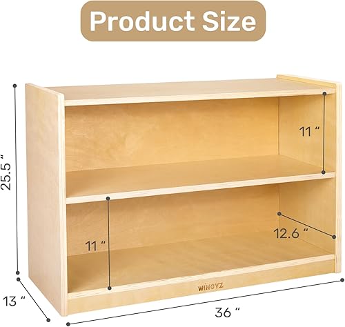 Miniatura 3 de wingyz Gabinete de almacenamiento de madera, organizador de almacenamiento de juguetes para niños de 2 niveles, espaciosa estantería Montessori para
