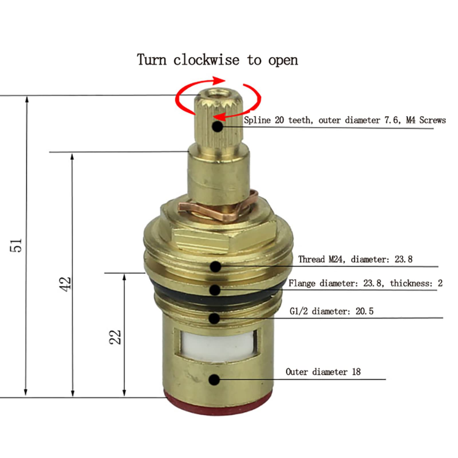 Austausch des Wasserhahnventils, Ersatzkartusche for Wasserhahn, universeller Ersatz for Wasserhahnventile, Ersatz for Wasserhahnventile, Messing-Keramikscheiben, Kartuschen for Wasserhahnventile, x 5