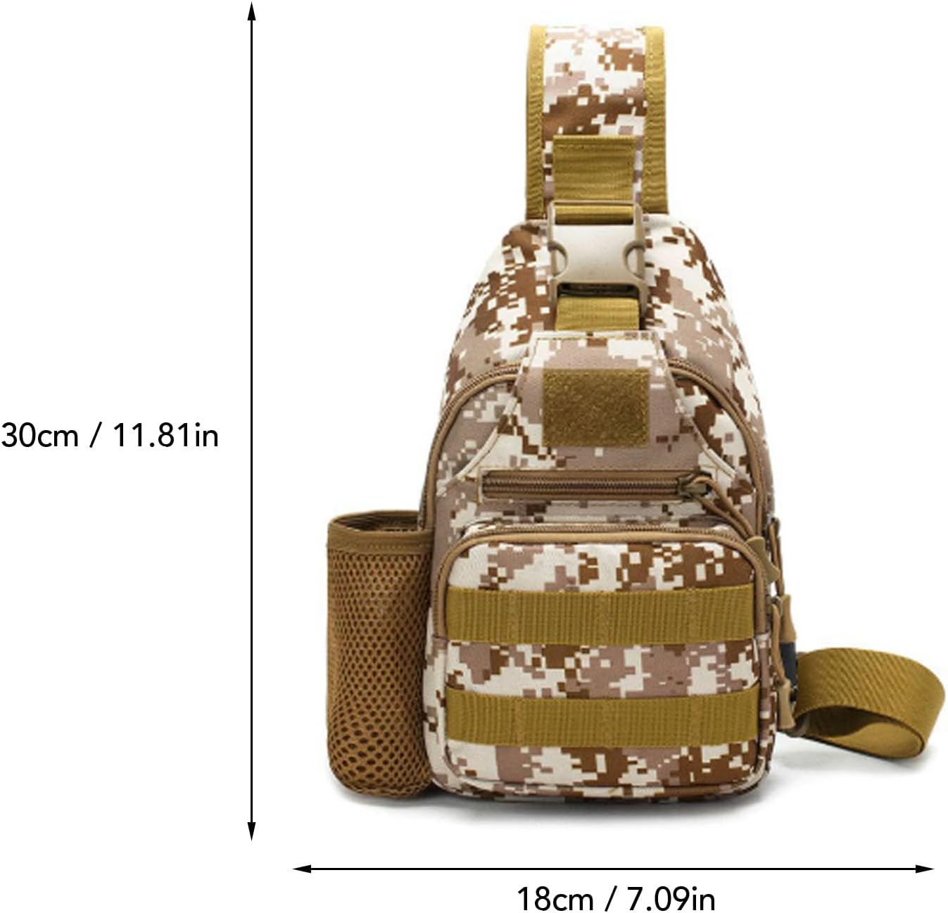 Tbest Sling Bag Shoulder Chest Daypack Crossbody Pack for Fishing Hiking with Fabric Adjustable Straps Multiple Compartments (Desert)
