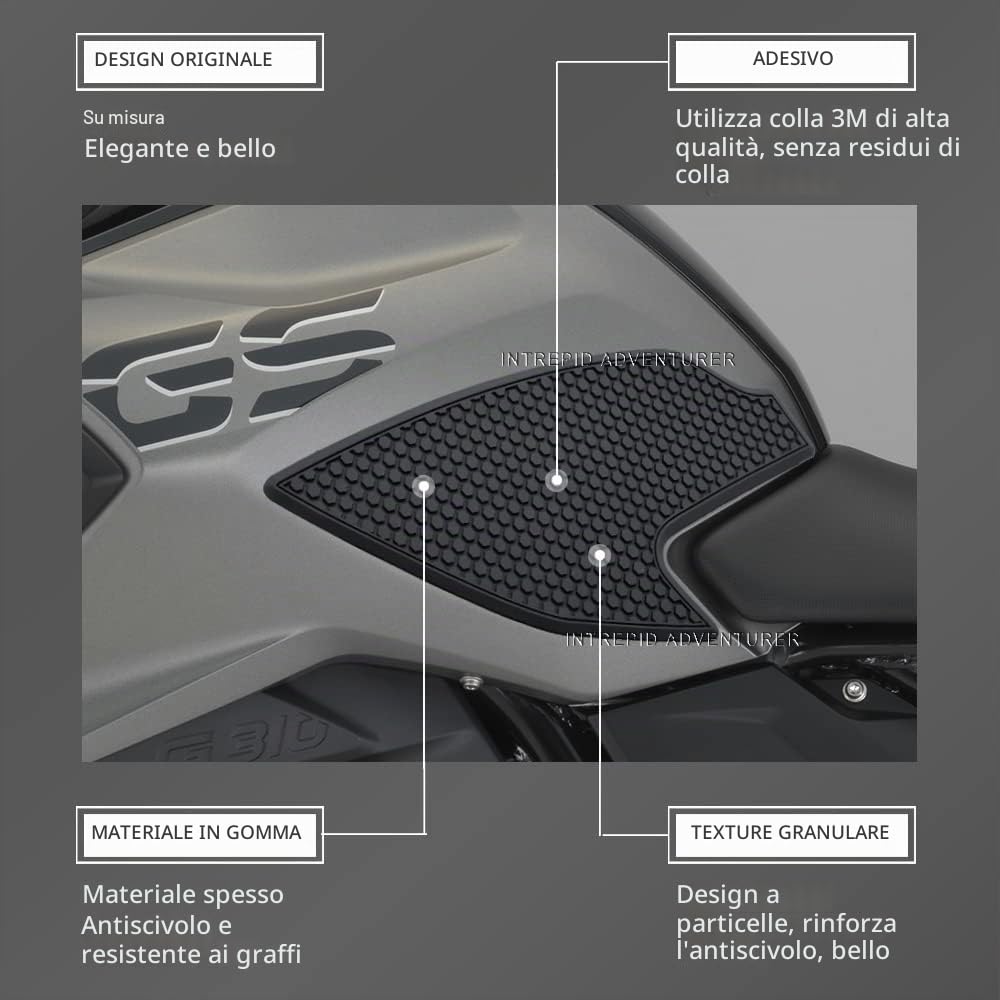 Willis Paraserbatoio Pad Serbatoio Carburante Moto per G310 GS,Adesivo Serbatoio Carburante Antiscivolo, Pad di Trazione Lato Serbatoio Carburante per G310 GS G 310GS