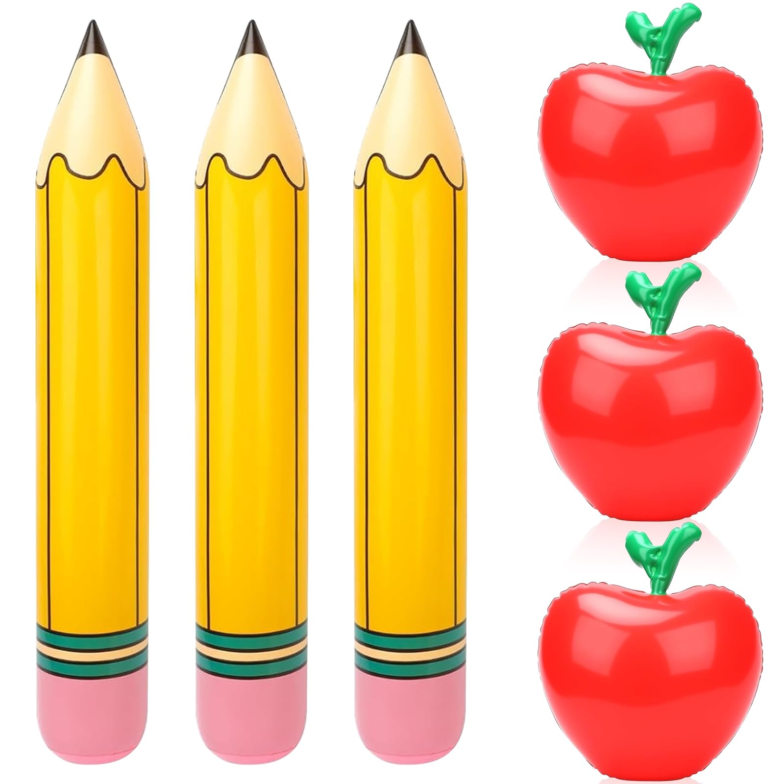 Giant Pencil & Apple Balloons, 6PCS – Back to School Party Decor