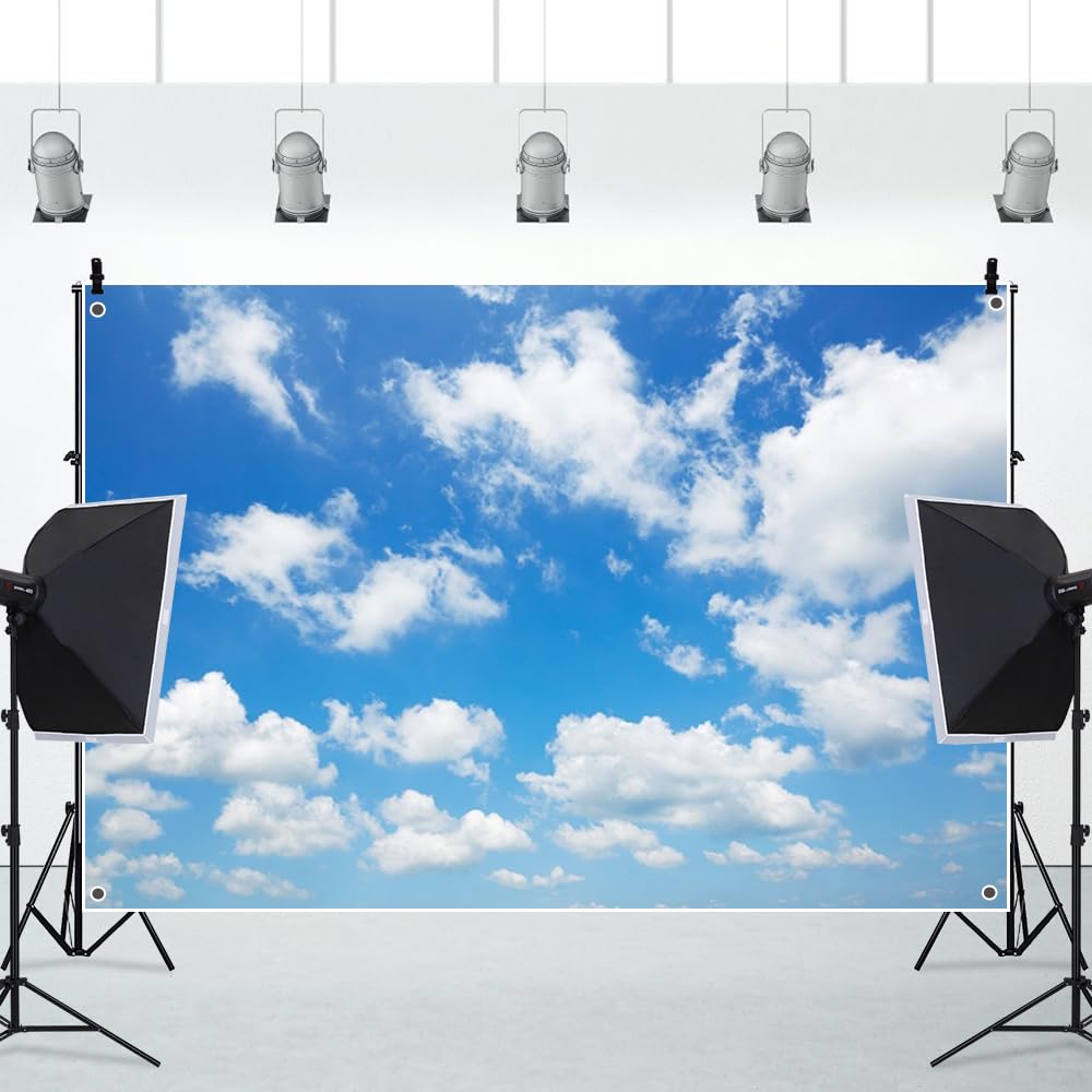 Amazon | Qinunipoto 青空背景 青い空背景布 1.5x1m 白い雲 夏の飾り