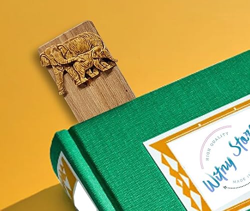 Vista 39 de WitnyStore Marcapáginas de madera tallada de 7 pulgadas de largo, elefante para papá y bebé, hecho a mano, accesorio de artesanía de madera único