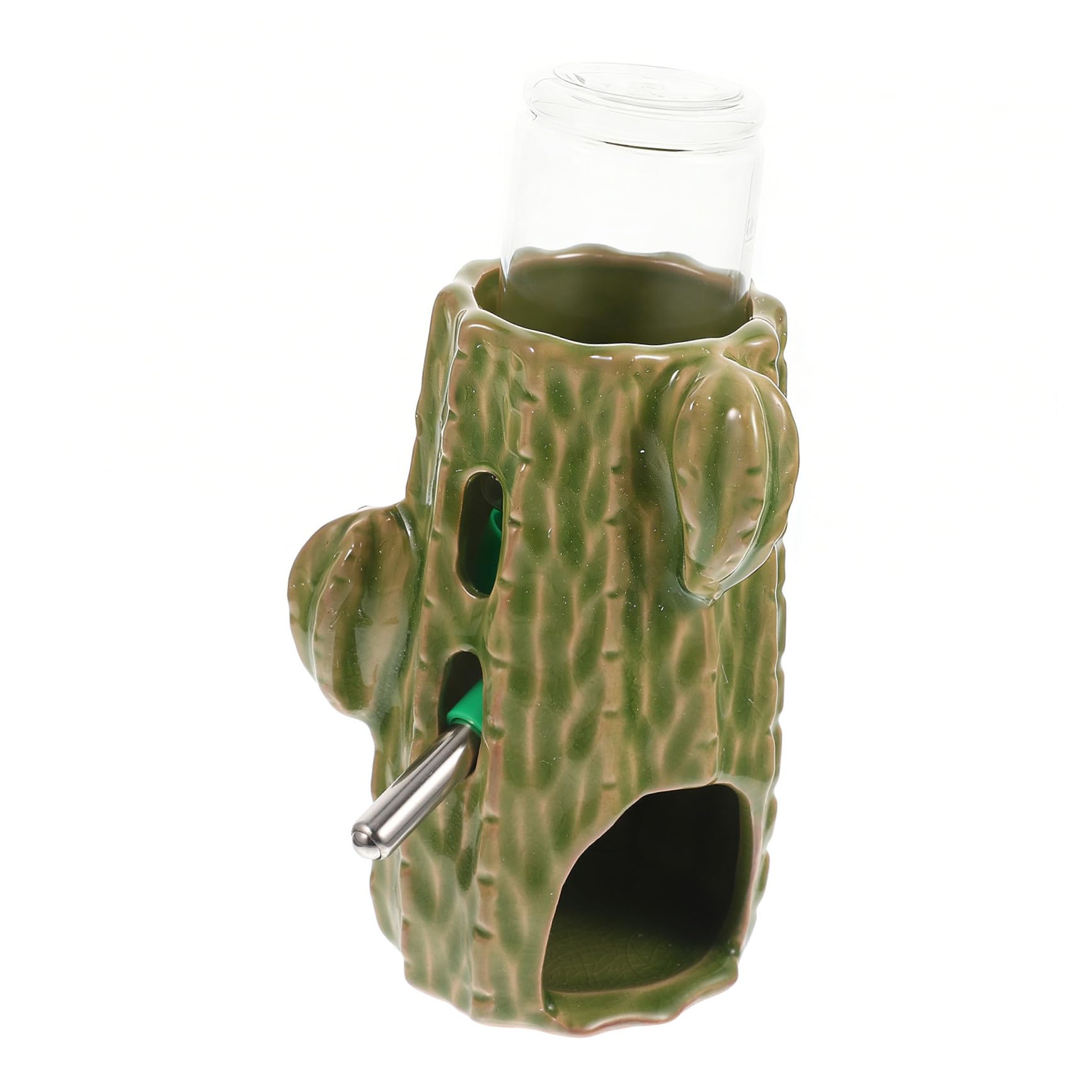 Biberón para Hámster de Cerámica 80ml, 1 Juego, Verde | Diseño Transparente, Nivel Visible, Uso Sencillo, Formato Práctico para Chinchilla y Mascotas Pequeñas