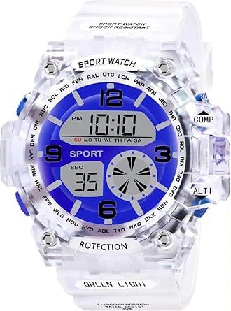 Acnos Brand - A Heavy Quality Digital Alarm Shockproof Multi-Functional Automatic White Strap 5 Colors Dial Waterproof Digital Sports Watch for Mens Kids Watch for Boys - Watch for Men Pack of 1