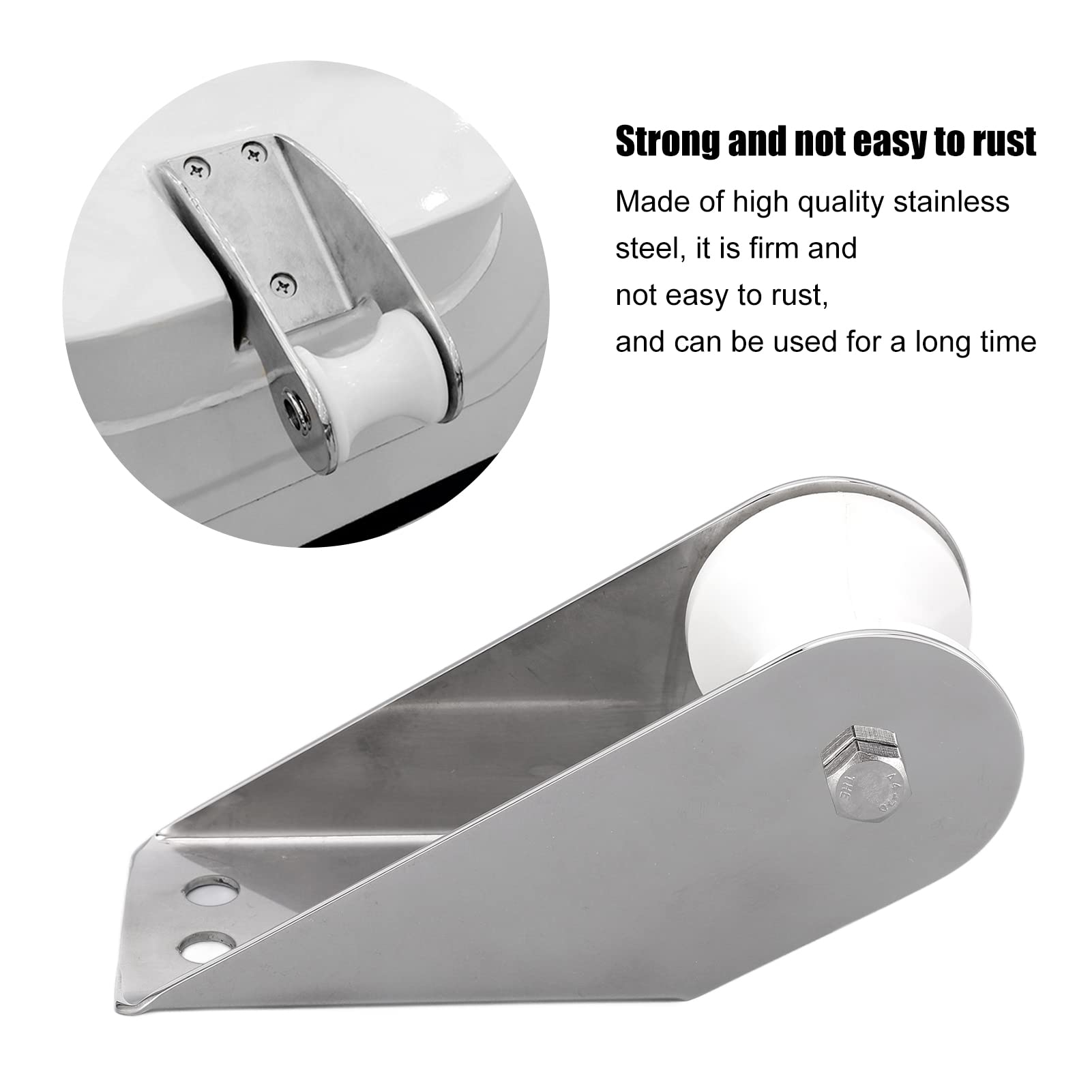 Support d'ancre de Bateau à roulettes, poulie d'ancrage, Support d'ancre de bossoir Rouleau D'ancre épaissi Roulette pour Ancre pour Accessoires d'amarrage Yacht Marin en Acier Inoxydable