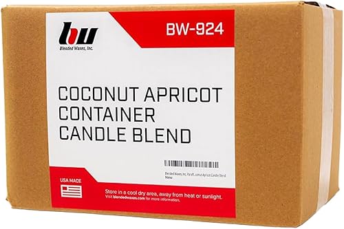 Blended Waxes, Inc. Cera de coco y albaricoque para hacer velas, mezcla de albaricoque de coco de un solo vertido de origen natural, cera absorbente
