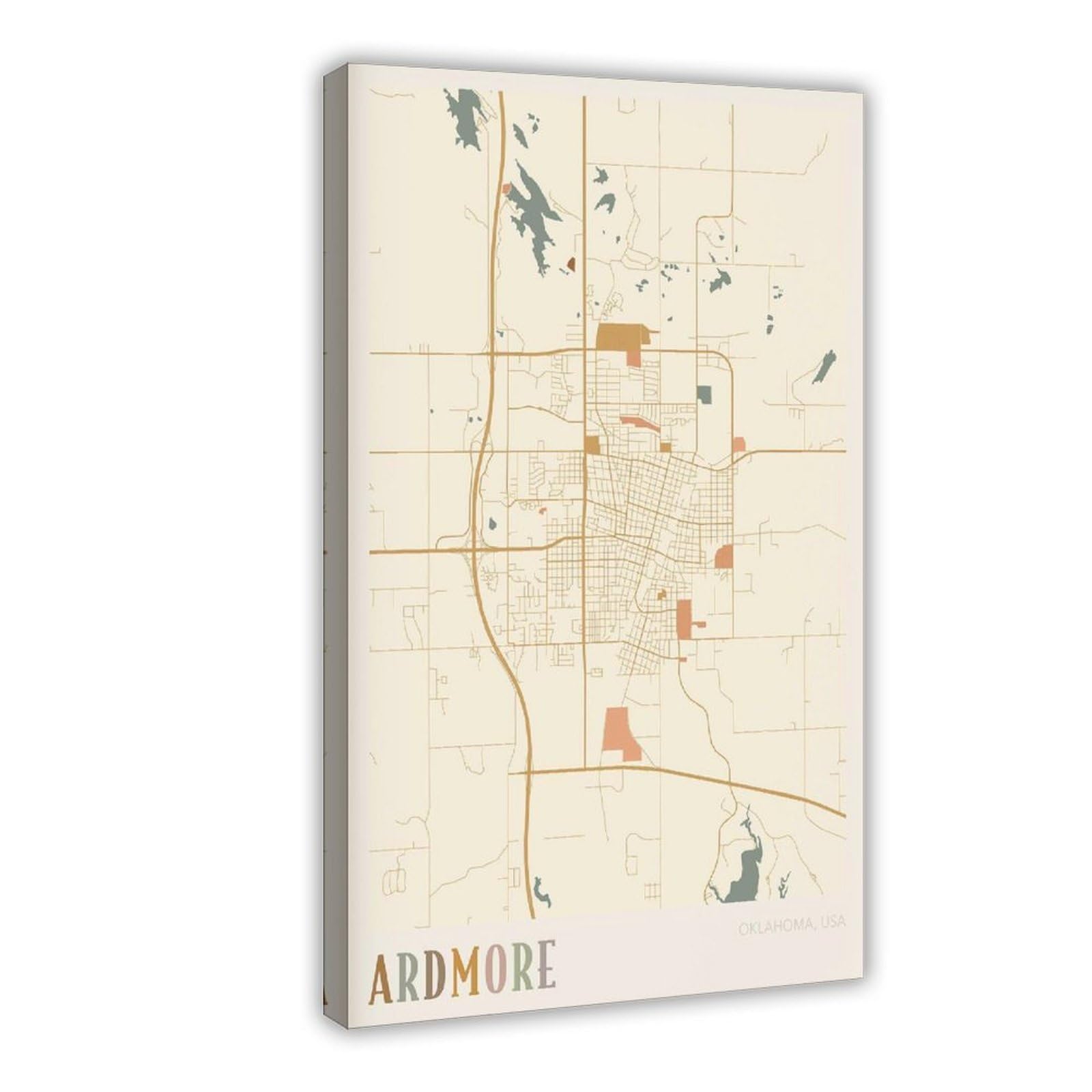 HEYANM Ardmore Map Poster Ardmore Print Poster Wall Art Oklahoma Travel Gift Boho Canvas Poster Bedroom Office Room Decor Gift Frame 20x30inch