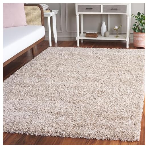 SAFAVIEH California Shag Collection Area Rug - 5'3" x 7'6", Beige, Non-Shedding & Easy Care, 2-inch Thick Ideal for High Traffic Areas in Living Room, Bedroom (SG151-1313)