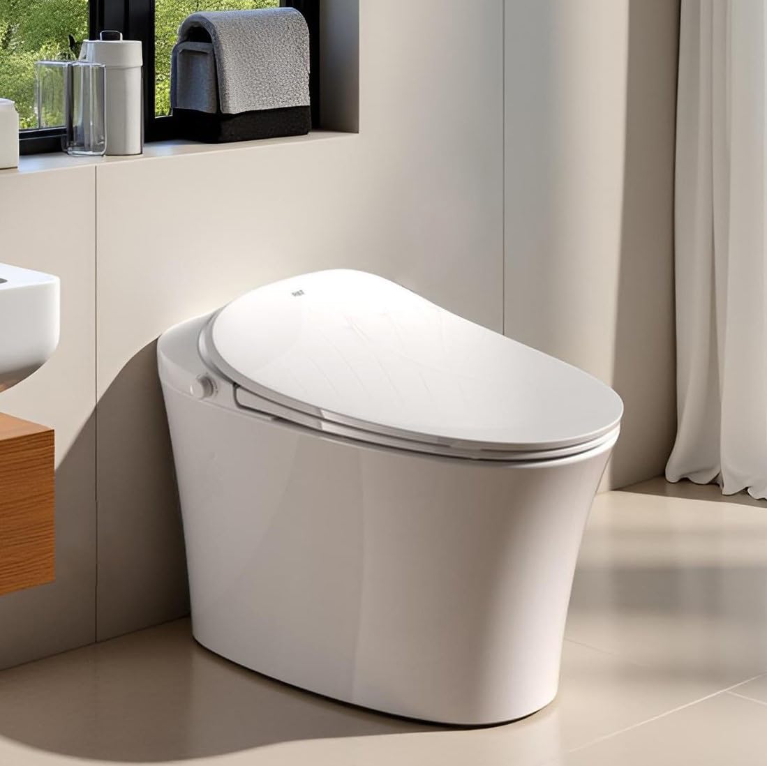Photo 1 of **FACTORY SEALED** R&T C2 Smart Toilet with Tank, One-Piece Bidet Toilet, Battery Backup Flush, Auto Open & Flush, Foot Sensor, Remote Control, Heated Seat, Warm Water, Air Dryer, Night Light & Deodorizer