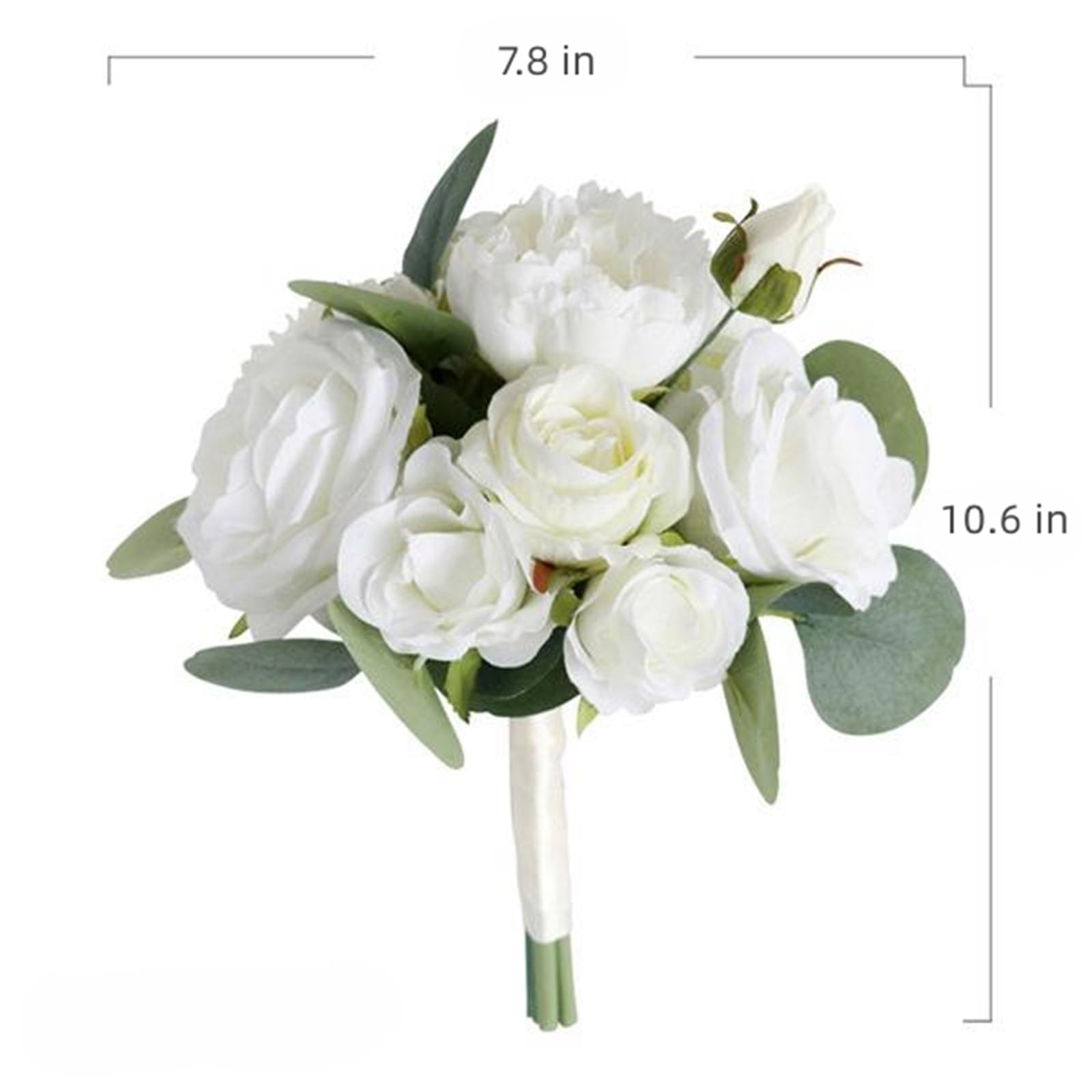 Bouquet de mariage pour demoiselle d'honneur, bouquet de fleurs artificielles pour décoration de cérémonie de mariage, anniversaire de mariage (petit bouquet de roses blanches, lot de 4)