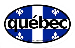 Quebec in French Canada Flag Car Bumper Sticker Decal Oval