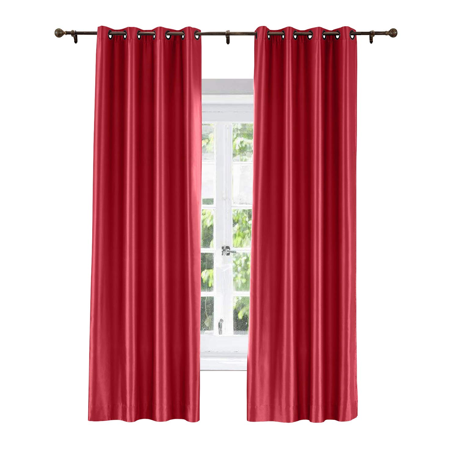 ChadMade Egg White Curtain Panel - Polyester Cotton Silk With Blackout Lining & Grommets, 50x84 - View #6
