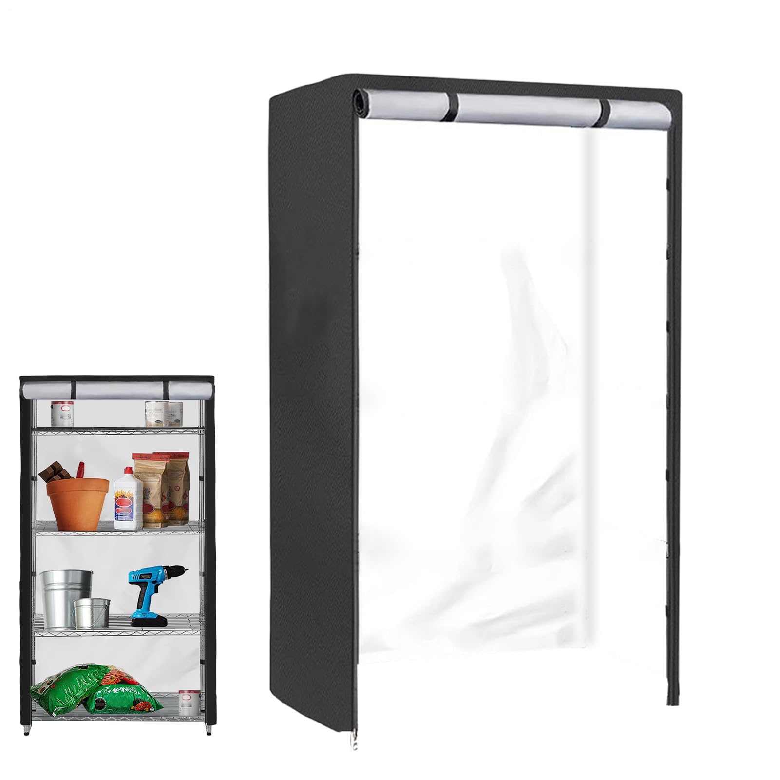 Cubiertas Para Estanterías Metálicas - Cubiertas Para Estantes De Pie De Alambre - Protector Con Cremallera Para Almacenamiento En Cocina, Despensa, Garaje, SóTano Y Patio