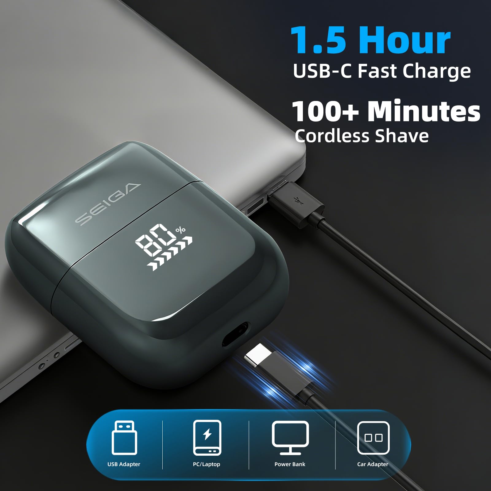 Electric Foil Shavers for Men,Mini Electric Travel Razor with LED Display,IPX7 Waterproof Wet/Dry Foil Shaver,USB-C Rechargeable,Compact Face Shaver with Travel Lock,Gifts for Men