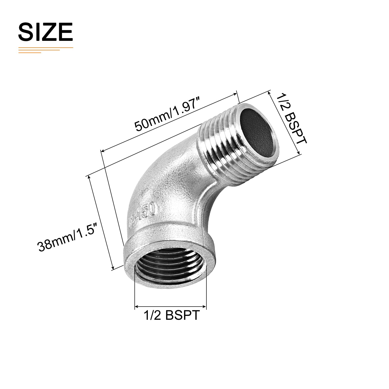 DTGN 1/2BSPT x 1/2BSPT(Female x Male) 90 Degree Pipe Fitting, Good for Water Pipe System, 3Pack - Image 2