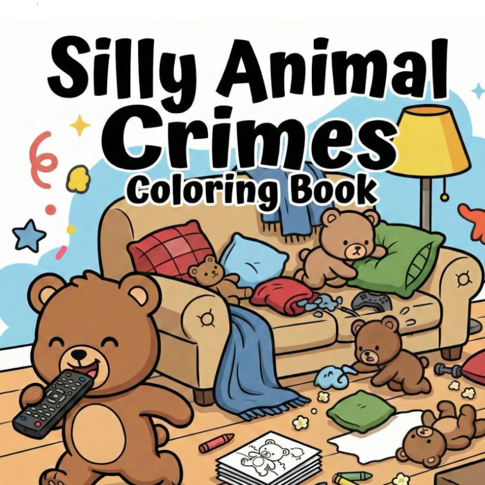 Silly Animal Crimes Coloring Book: Hilarious Scenes of Cute Creatures Breaking the Law. A Funny Stress Relief Gift for Adults & Teens
