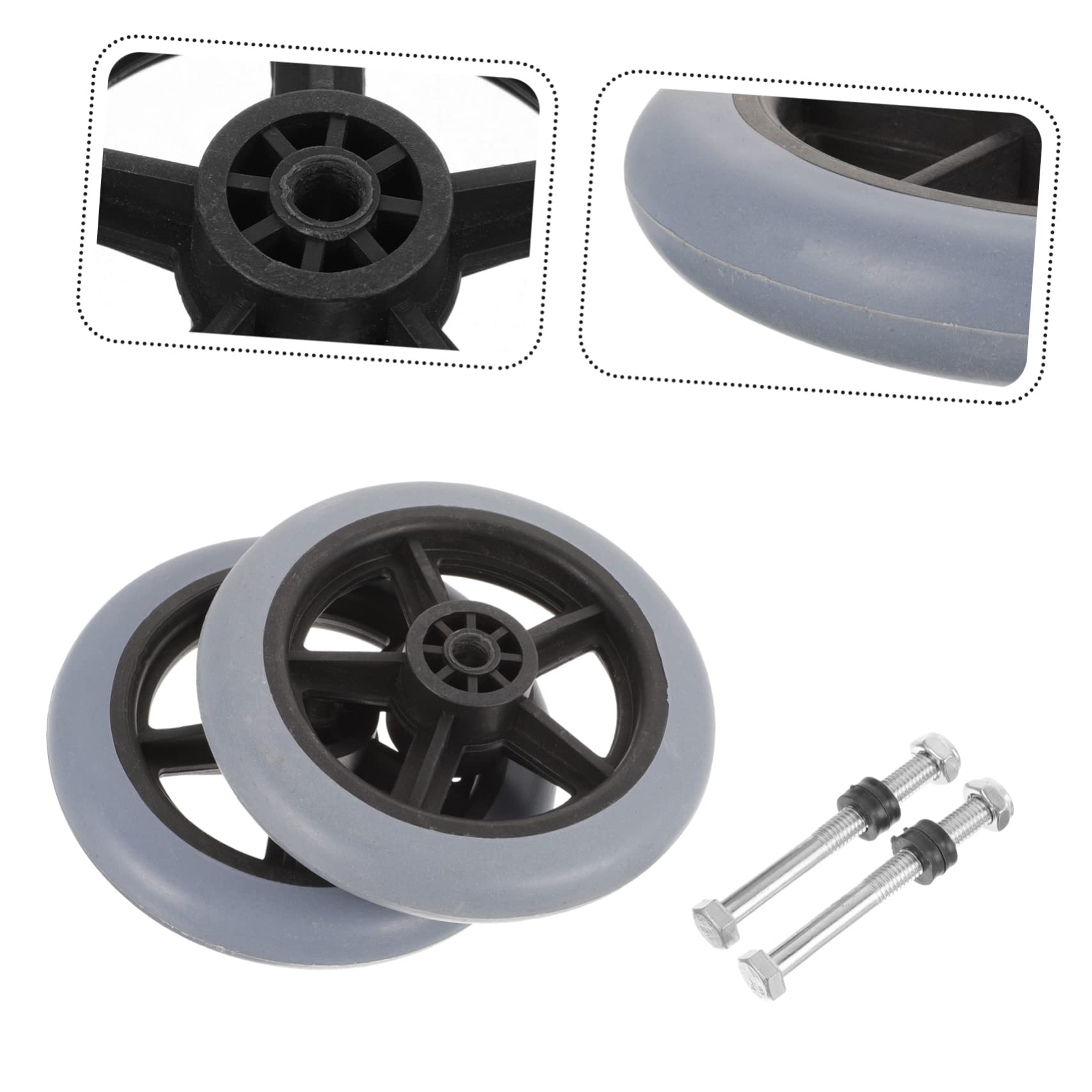 HOMOCONO Wheelchair Accessories 2 Pack Small Wheelchair Wheels Replacement Tire for Easy Install