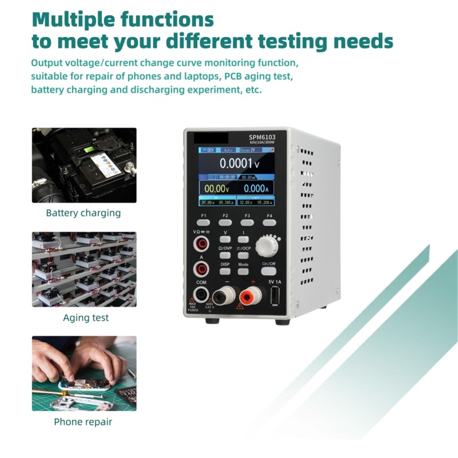 SPM3051 Programmierbares Labornetzteil Tisch-Gleichstromnetzteil mit Multimeter geregeltes Netzteil, Spannungsgetriebe