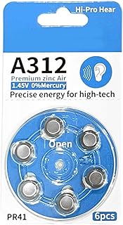 A312 Hearing Device Batteries 6pc Air Hearing Button Cell With Stable Voltages Output Environmentallys Friendly Design