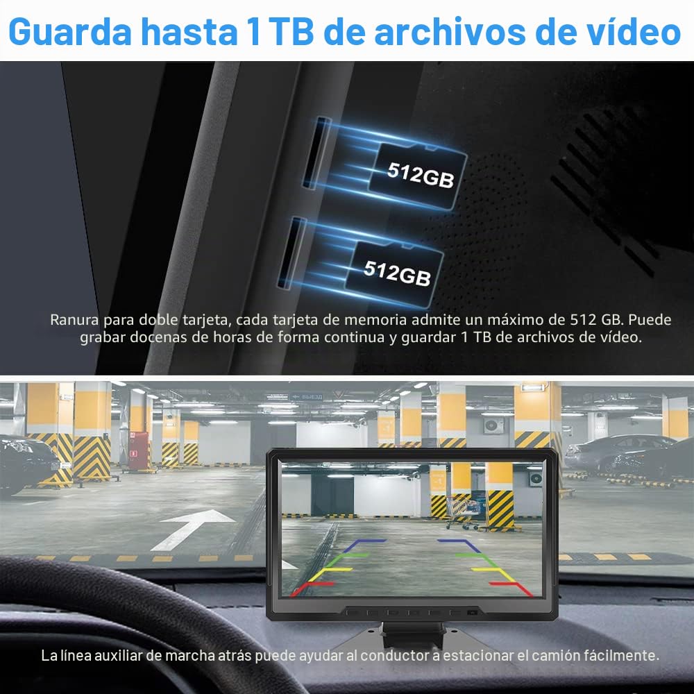 VSYSTO Sistema de Cámara de Camiones de Alta definición 1080p de 4 Canales, Icono invertido, Brillo de visualización Ajustable, Pantalla de 10,1 Pulgadas, 4 cámaras de visión Nocturna infrarroja, GPS