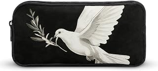 White Dove Peace Symbol Pencil Case Large Capacity Pencil Pouch | Slim Pencil Bag with Durable Metal Zipper, Aesthetic Small Makeup Pouch for Women, Portable Pencil Case for Office Travel