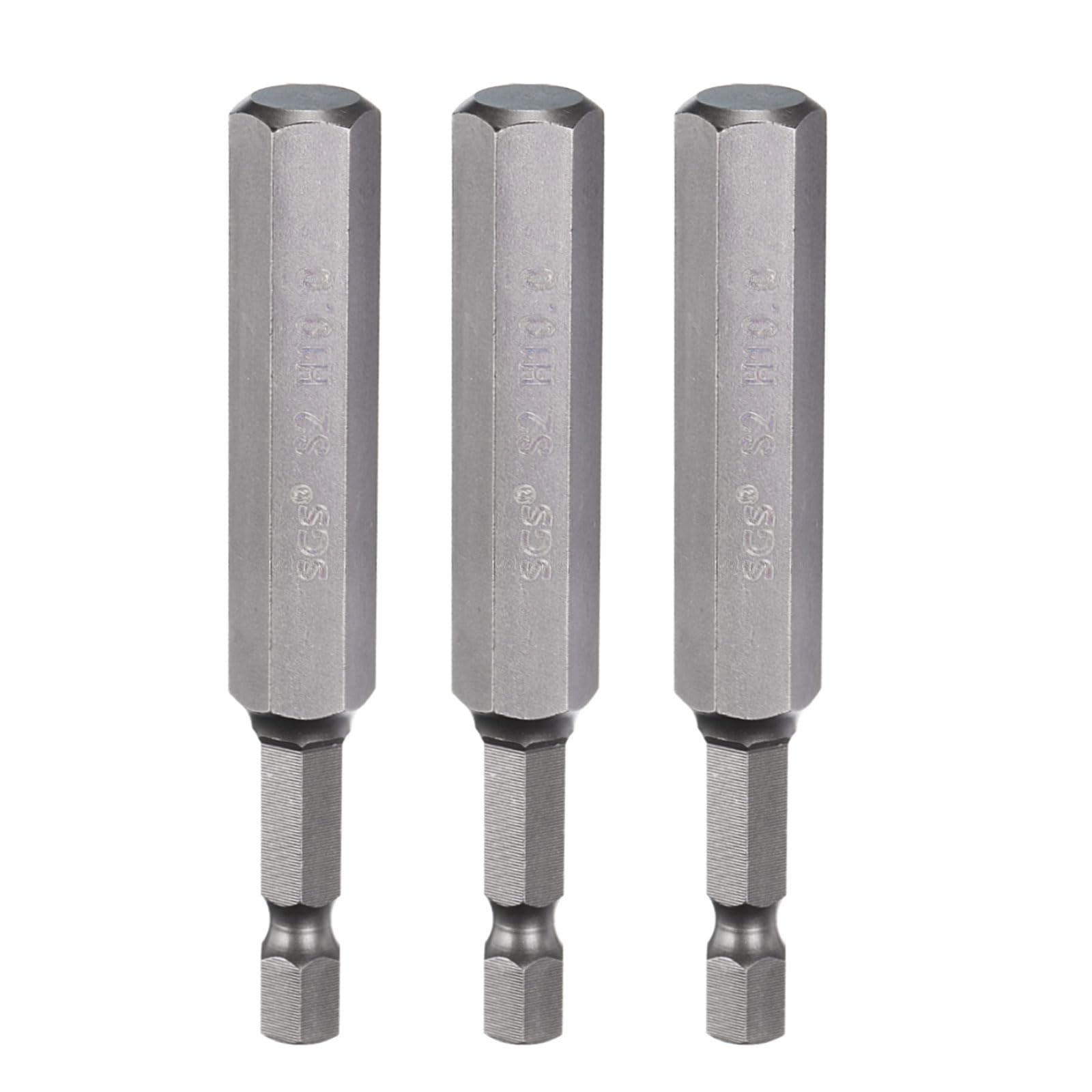sourcing map 3pcs H10.0 Hex Head Drill Bit Wrench 10mm Metric Flat Tip 1/4" Hex Shank 75mm (3") Long Magnetic Hexagonal Screw Driver Socket Industrial Screwdriver Power Bits โ image 1