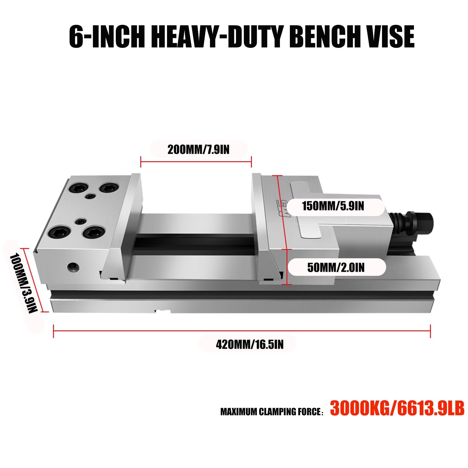 Tornillo De Banco De Mandíbula Plana,Tornillo De Banco De Precisión De 0,005 Mm,Con Mandíbulas Duraderas Y Protector De Virutas,Adecuado For Proyectos De Carpintería Y Metalurgia(6inch)