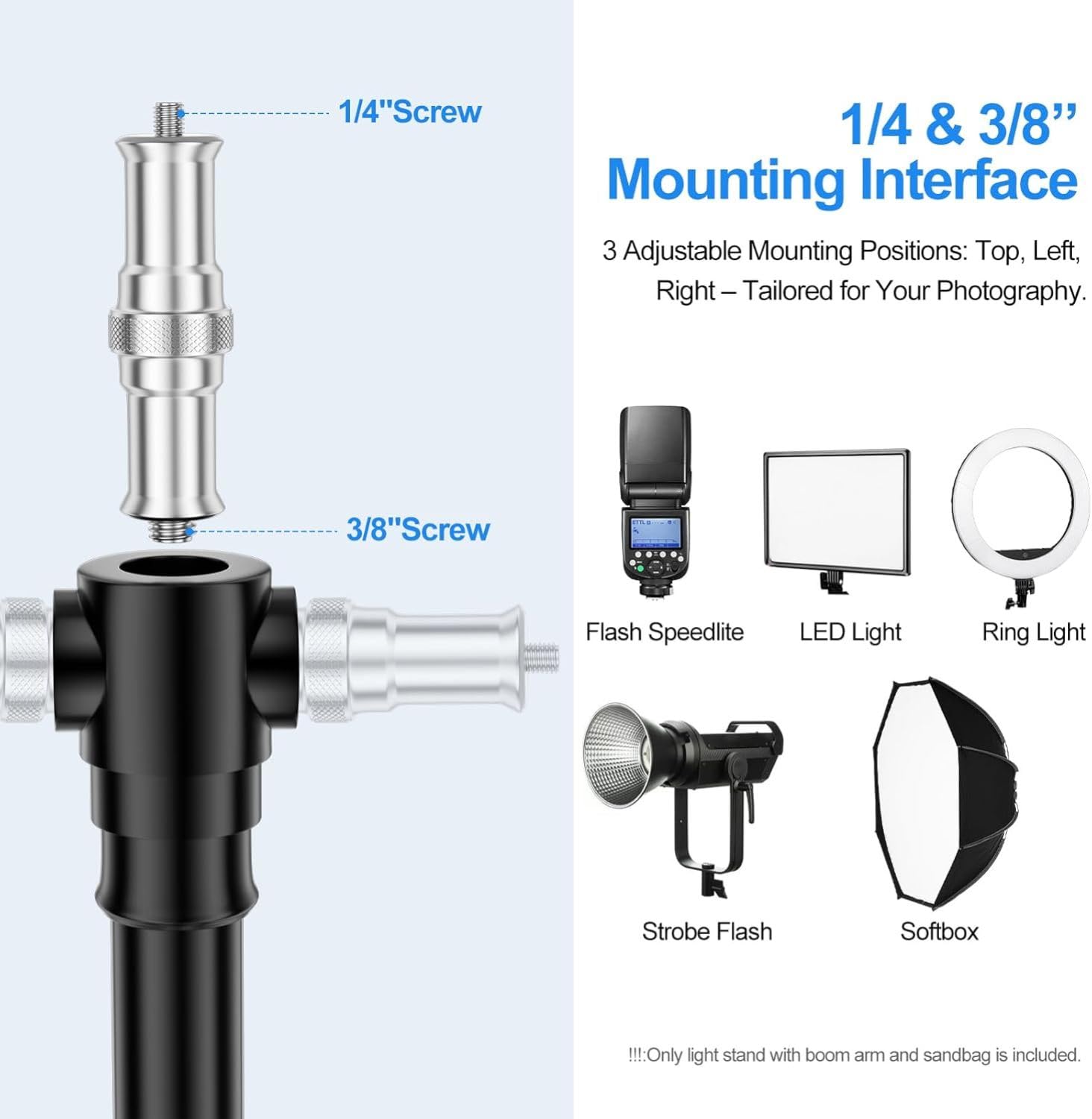 EMART Lichtstativ 400cm, Luftgepolstertes Aluminium Lampenstativ Licht Stativ, Verstellbares Stativ Galgenstativ Lichtständer für Softbox, Studiolicht, Blitz, Schirm