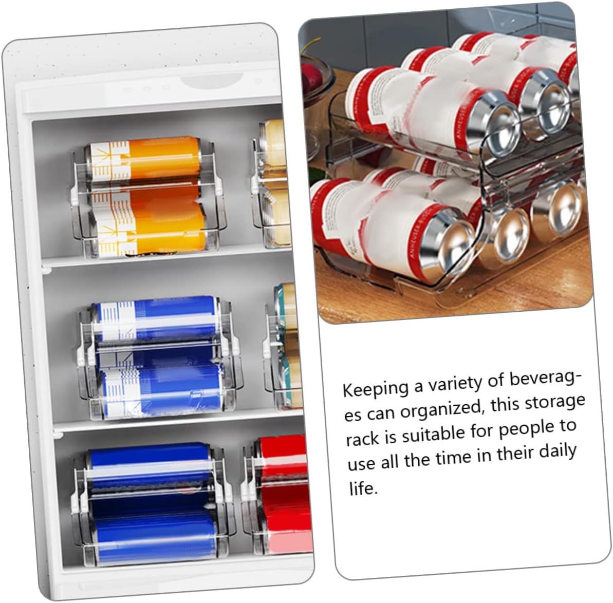 PRETYZOOM Soda Can Organizer for Refrigerator Fridge Soda Can Dispenser for Pantry