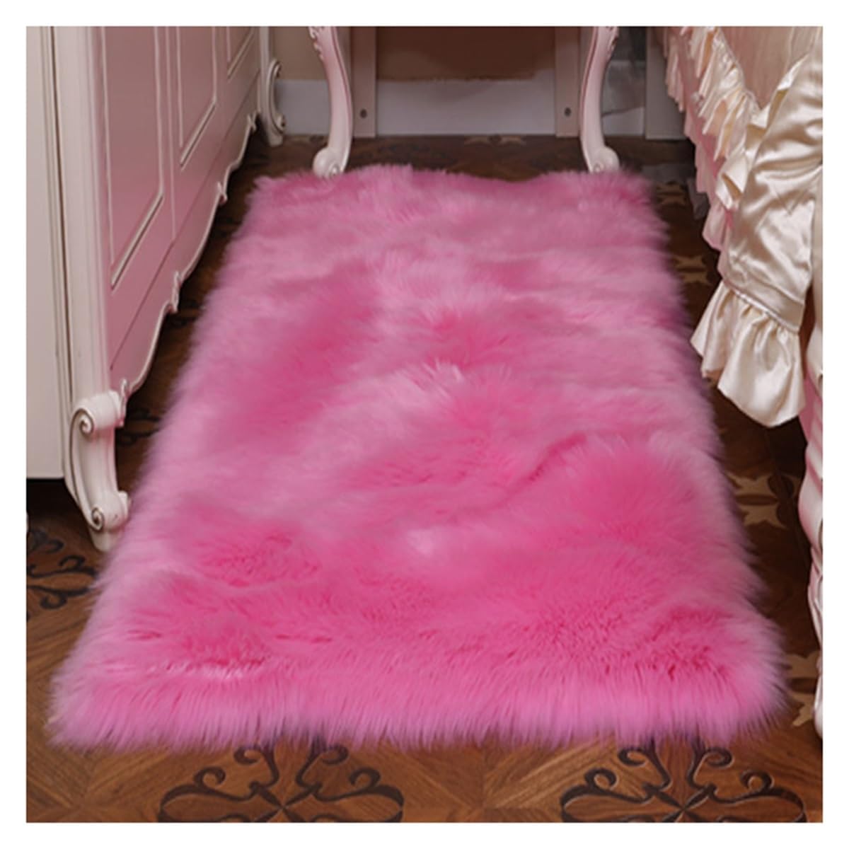 Tapis de salon rose douillet pour réchauffer un sol froid