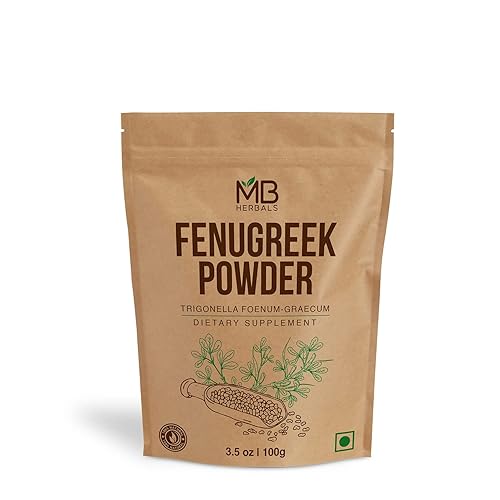 MB Herbals Semillas de alholva en polvo 3.5 oz | 3.53 oz | Alholva cultivada orgánicamente | Trigonella foenum-graecum Sd. | Methi Powder