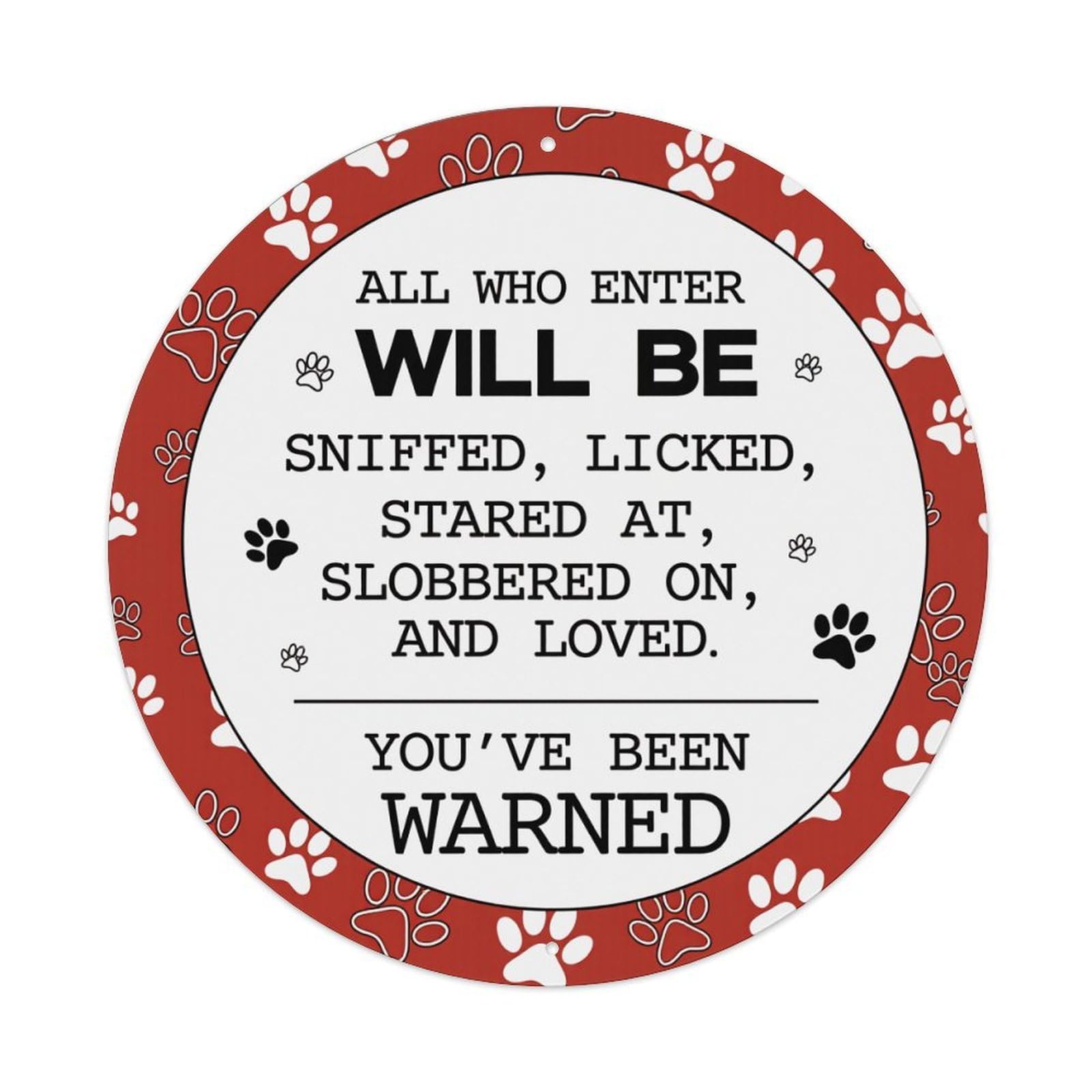 Paw Prints Red White Border Metal Tin Sign Vintage Garden Bedroom Cafe Bar Man Cave Home Wall Decor Metal Poster 8x8 inches